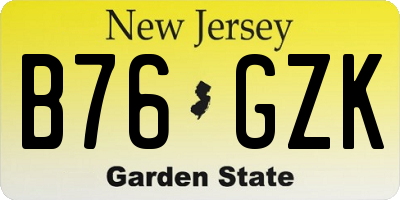 NJ license plate B76GZK