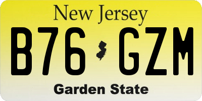 NJ license plate B76GZM