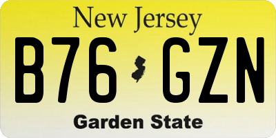 NJ license plate B76GZN