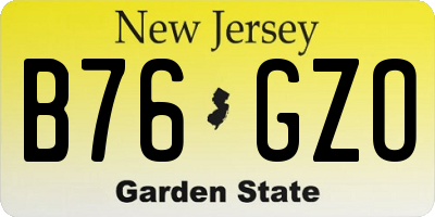 NJ license plate B76GZO