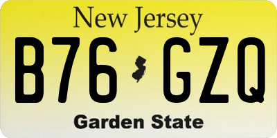 NJ license plate B76GZQ