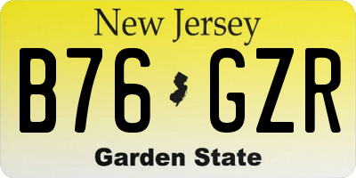 NJ license plate B76GZR