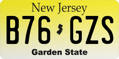 NJ license plate B76GZS