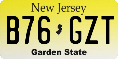 NJ license plate B76GZT