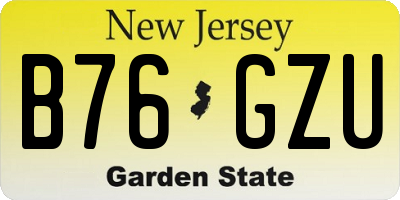 NJ license plate B76GZU