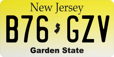 NJ license plate B76GZV