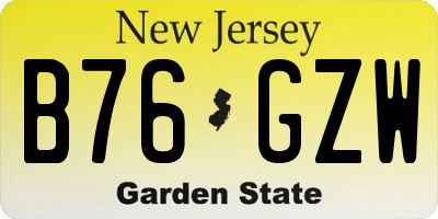 NJ license plate B76GZW