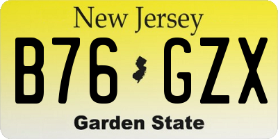 NJ license plate B76GZX