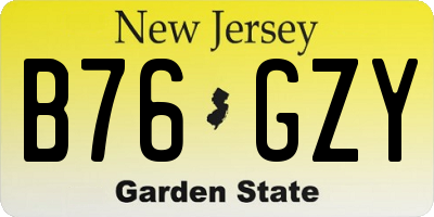 NJ license plate B76GZY