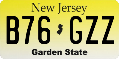 NJ license plate B76GZZ