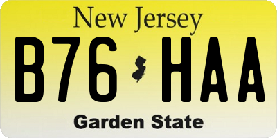 NJ license plate B76HAA