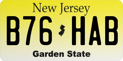 NJ license plate B76HAB