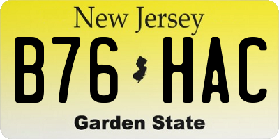 NJ license plate B76HAC