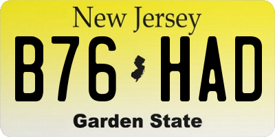NJ license plate B76HAD