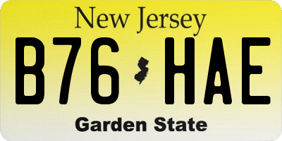 NJ license plate B76HAE
