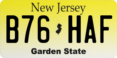 NJ license plate B76HAF