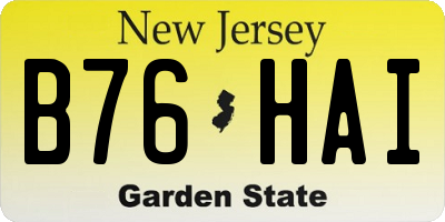 NJ license plate B76HAI