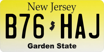 NJ license plate B76HAJ