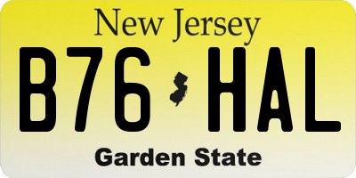 NJ license plate B76HAL