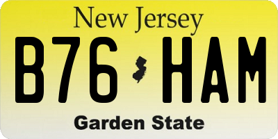 NJ license plate B76HAM