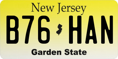 NJ license plate B76HAN