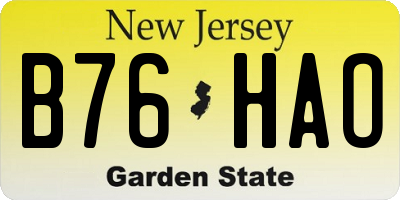 NJ license plate B76HAO