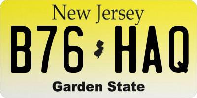 NJ license plate B76HAQ
