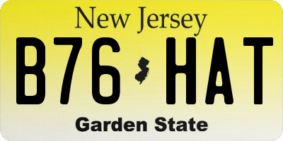 NJ license plate B76HAT