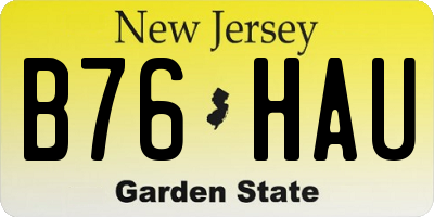 NJ license plate B76HAU