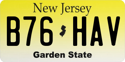 NJ license plate B76HAV