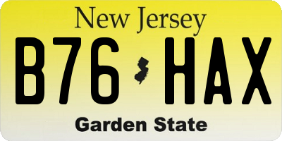 NJ license plate B76HAX
