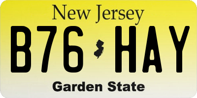 NJ license plate B76HAY