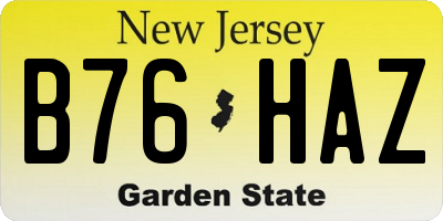 NJ license plate B76HAZ