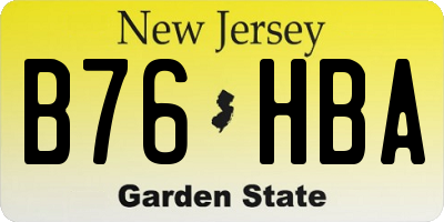 NJ license plate B76HBA