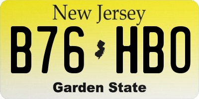 NJ license plate B76HBO