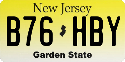 NJ license plate B76HBY