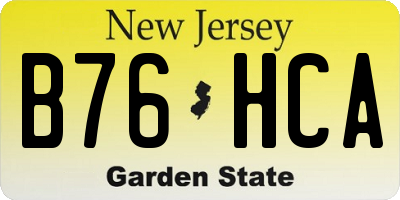 NJ license plate B76HCA