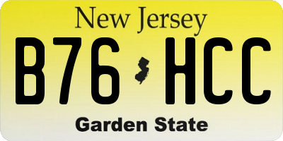 NJ license plate B76HCC
