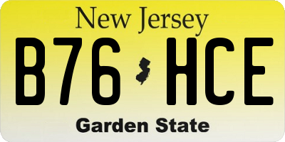NJ license plate B76HCE