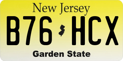 NJ license plate B76HCX