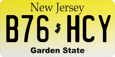 NJ license plate B76HCY