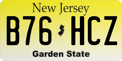 NJ license plate B76HCZ