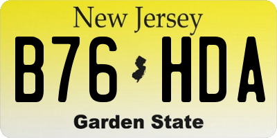 NJ license plate B76HDA