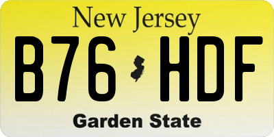 NJ license plate B76HDF