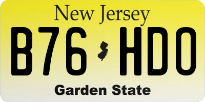 NJ license plate B76HDO