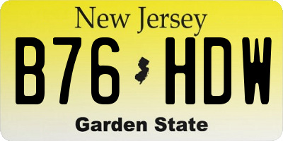 NJ license plate B76HDW