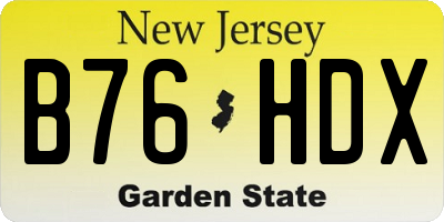 NJ license plate B76HDX