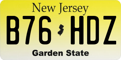 NJ license plate B76HDZ