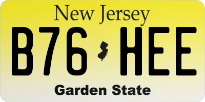 NJ license plate B76HEE