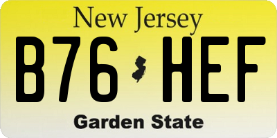 NJ license plate B76HEF